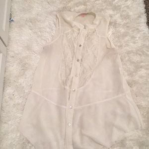 Margo and Sebastian white lace high low shirt